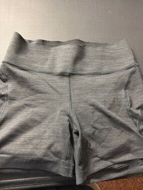Outdoor Voices Heathered Gray High-Waist Bike Shorts